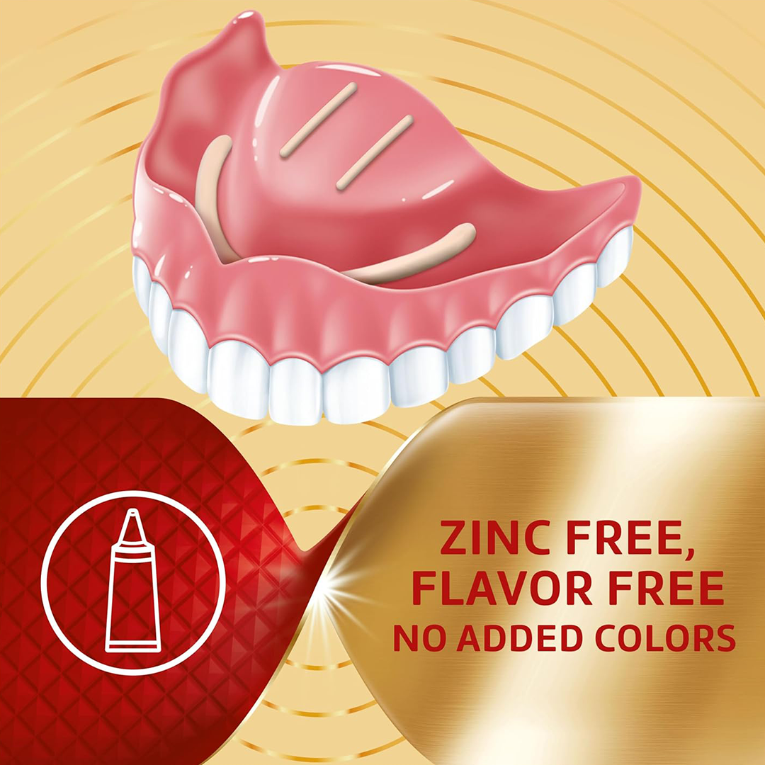 Poligrip Power Max Denture Adhesive Cream Strong Hold & Food Seal, Flavor-Free Formula, 2.2 oz (Pack of 4)