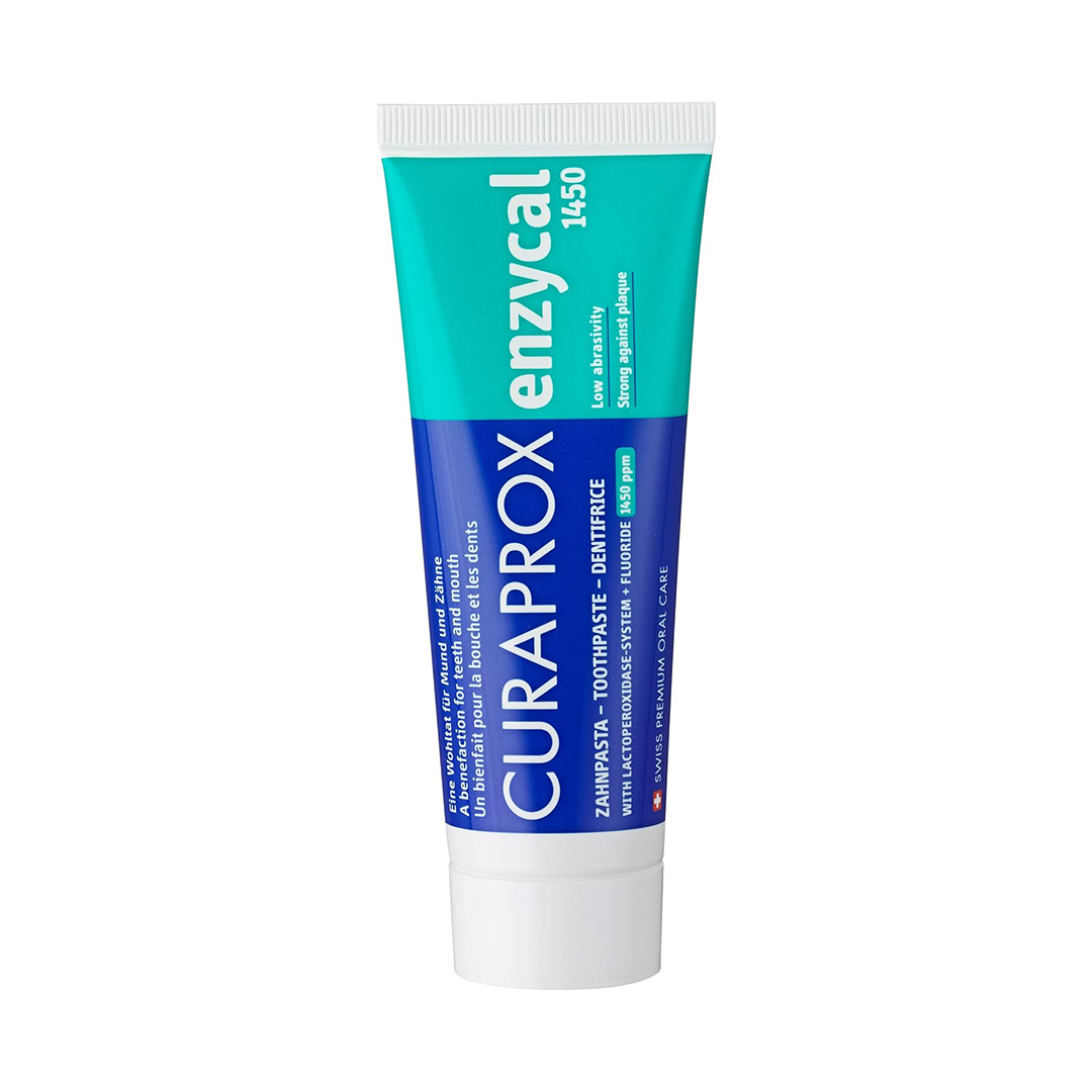 Curaprox Enzycal 1450 Toothpaste Anti-Cavity & Plaque Protection | Gentle Swiss Oral Care with Mild Mint Flavor