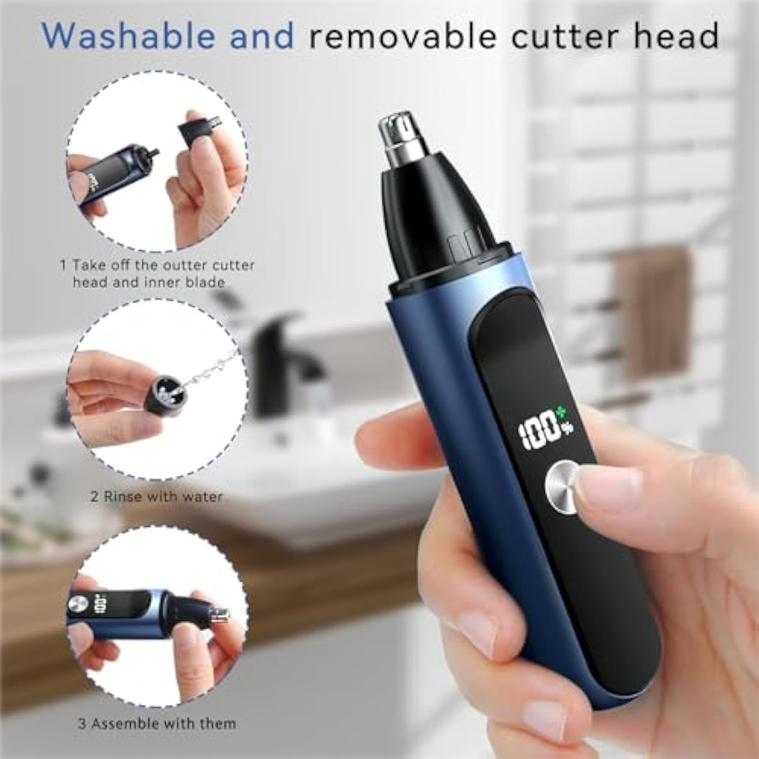NALACAL Ear & Nose Hair Trimmer Painless Facial Hair Clipper for Eyebrow, Nose & Ear Grooming | USB Rechargeable Dual-Edge Blades for Men & Women