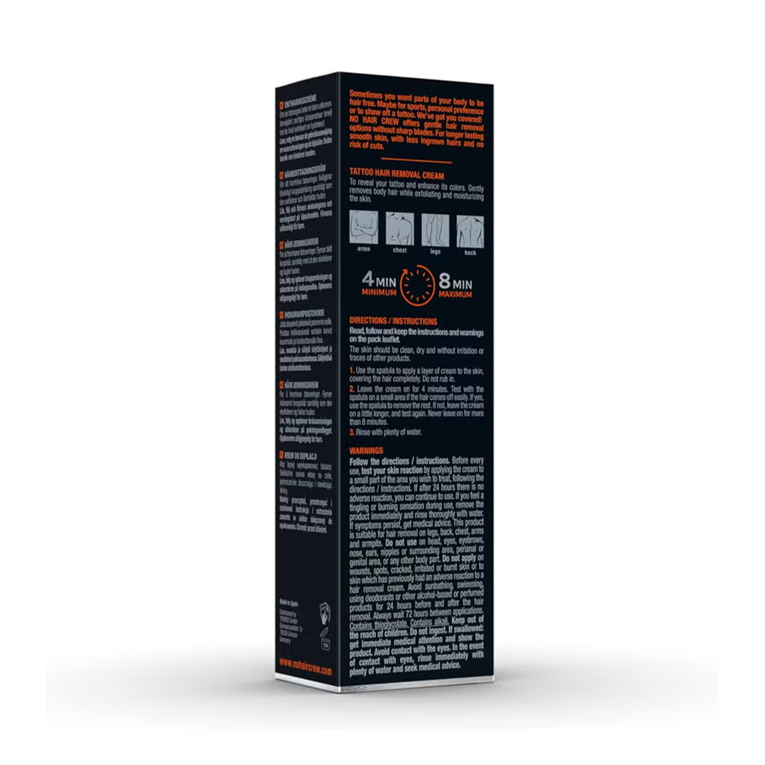 NO HAIR CREW Tattoo Edition Depilatory Cream Fast Hair Removal for Tattooed Skin, 150ml