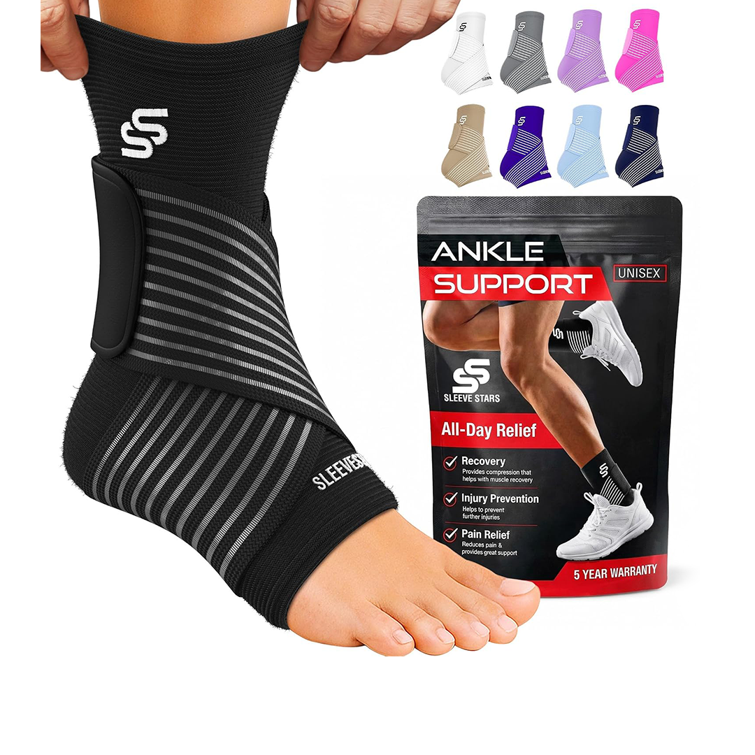 Sleeve Stars Ankle Brace Adjustable Support for Plantar Fasciitis & Achilles Relief