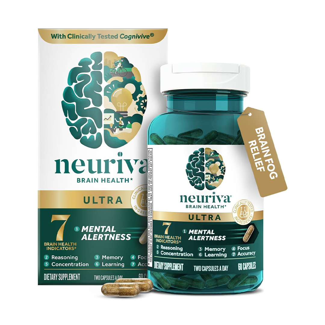 NEURIVA Ultra Brain Supplement with Cognivia Mental Alertness Support 60 Capsules