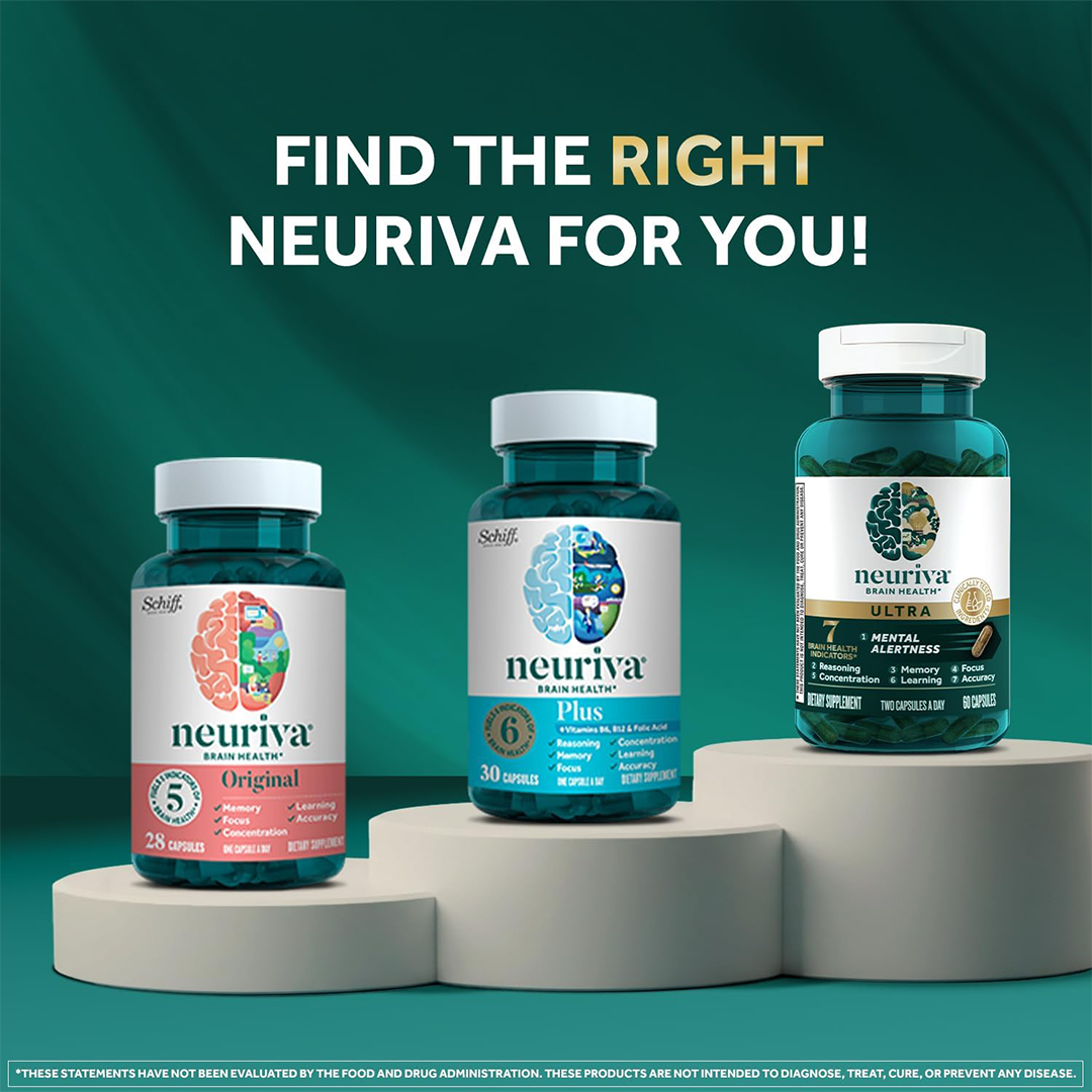 NEURIVA Ultra Brain Supplement with Cognivia Mental Alertness Support 60 Capsules