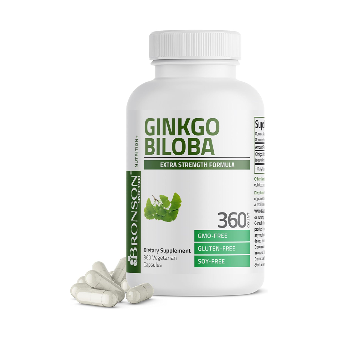 Bronson Ginkgo Biloba Extra Strength Memory Support Dietary Supplement 360 Vegetarian Capsules