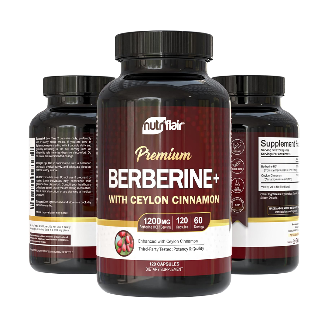 NutriFlair Berberine HCL 1200mg Capsules