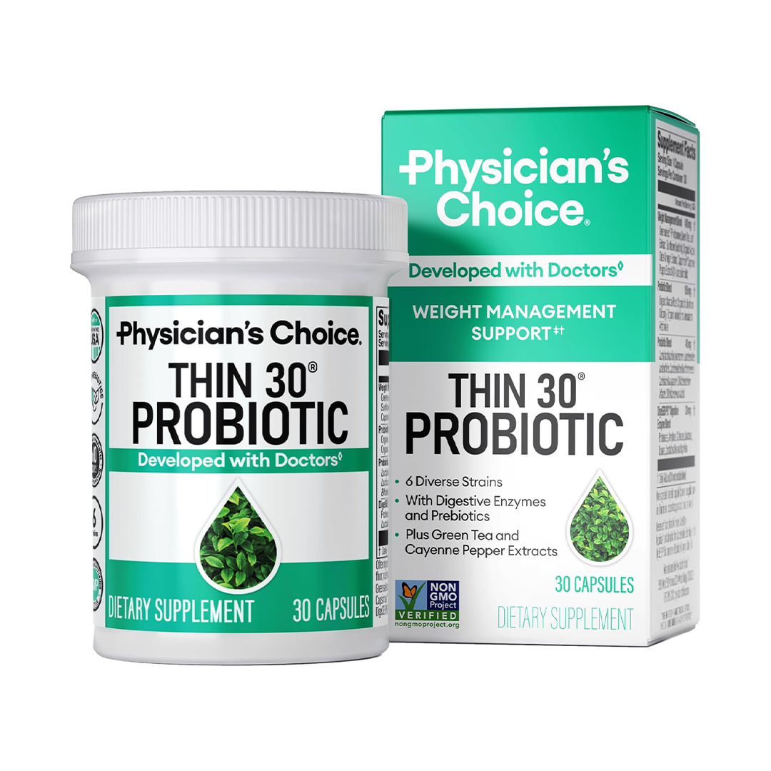 Physician's CHOICE Probiotics for Weight Management & Bloating with Prebiotics, Cayenne & Green Tea (30 Ct)