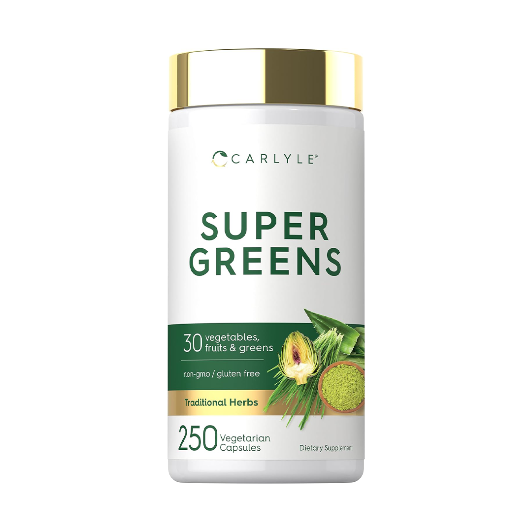 Carlyle Super Greens Capsules Daily Whole Food Blend for Energy & Digestive Support
