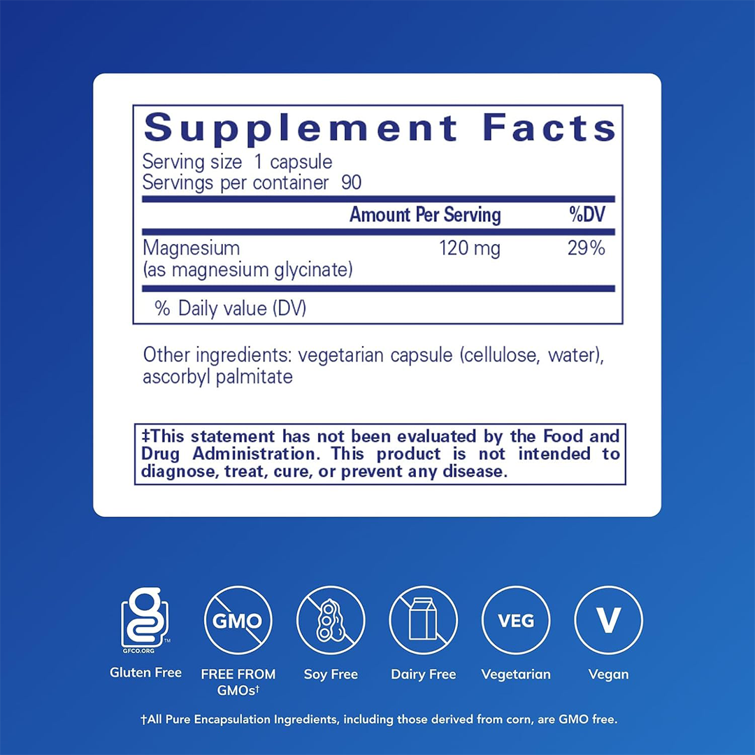 Pure Encapsulations Magnesium Glycinate Capsules for Sleep, Muscle & Nervous System Support