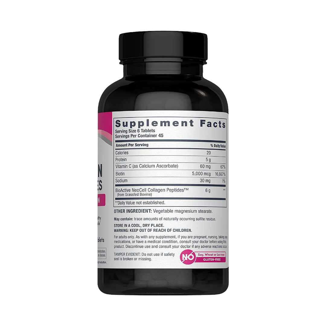 NeoCell Grassfed Collagen Peptides with Vitamin C & Biotin 6000mg 270 Tablets