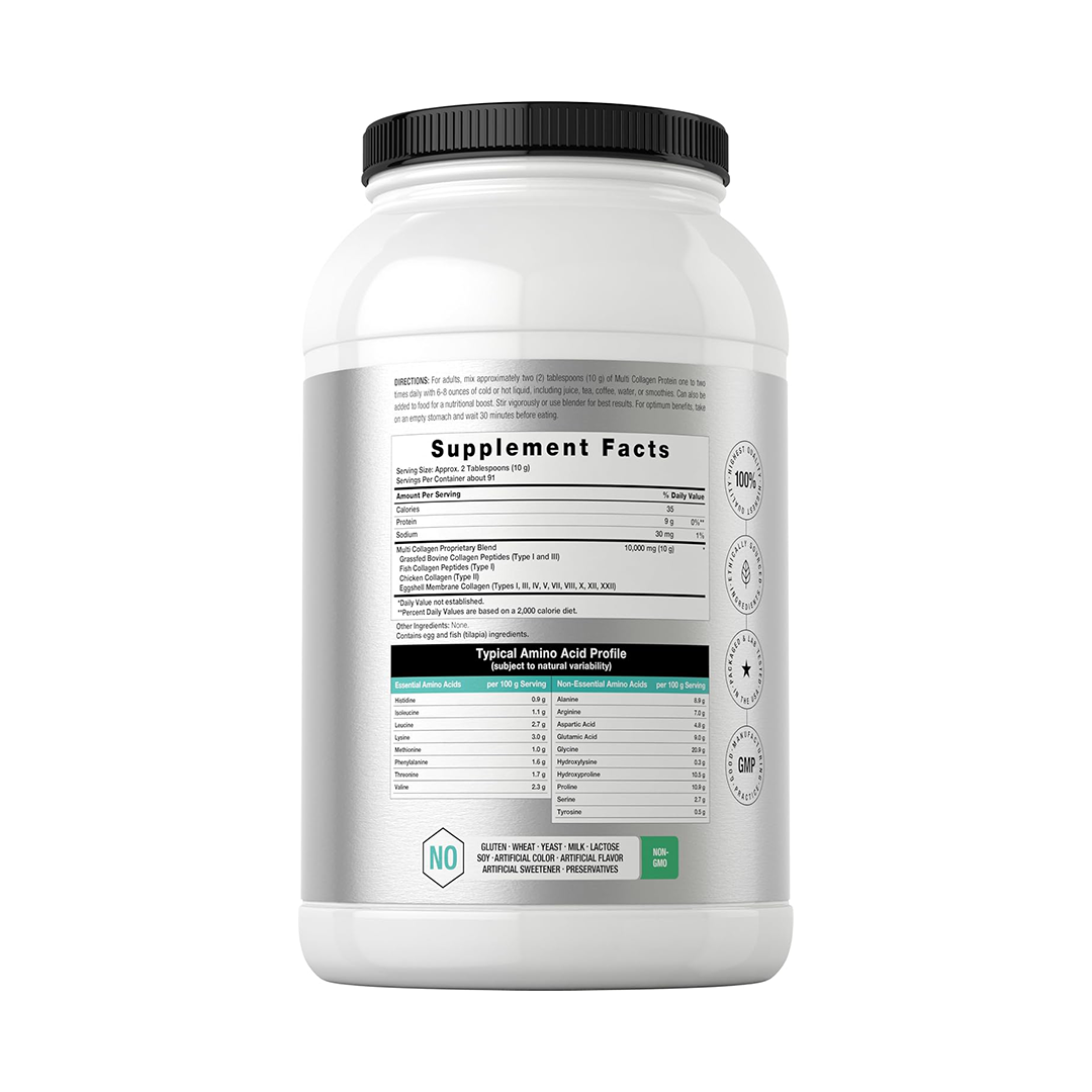 Horbaach Multi Collagen Protein Powder Type I II III V VII VIII X XI XXII Unflavored 32 oz