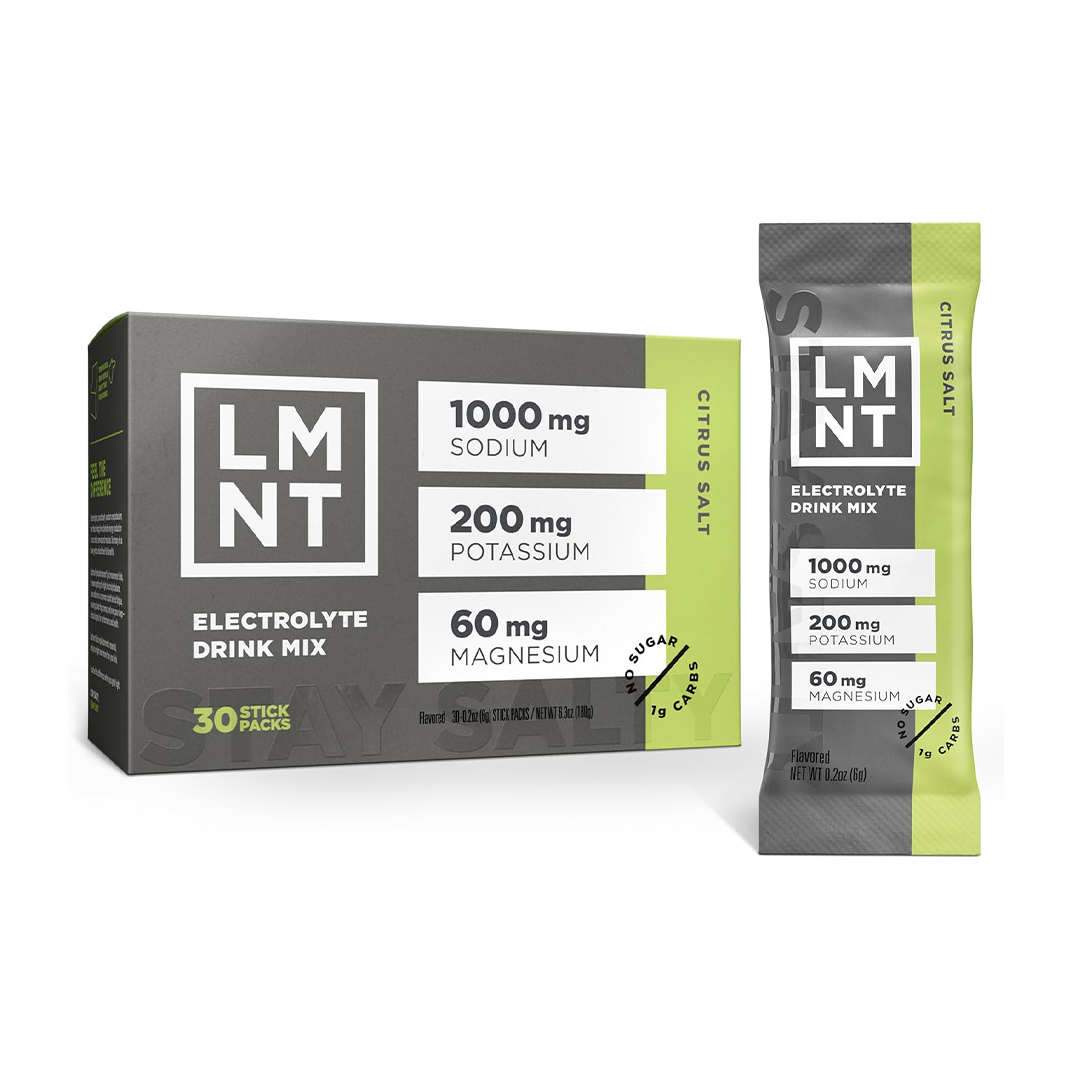 LMNT Zero Sugar Electrolyte Drink Mix Citrus Salt 30 Stick Packs with Sodium Potassium & Magnesium