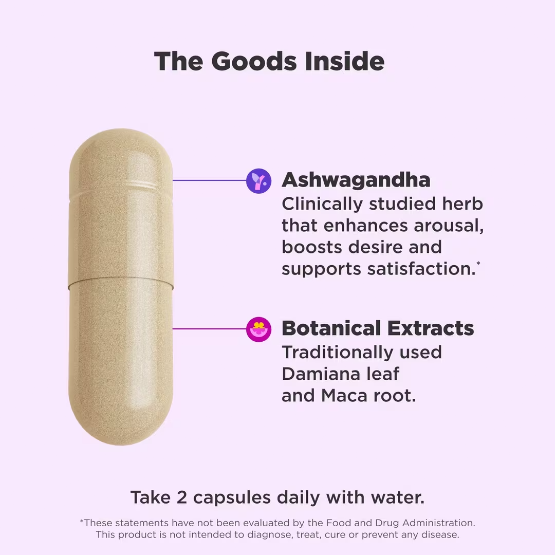 OLLY Lovin' Libido Capsules for Women with Ashwagandha, Damiana & Maca 40 Vegetarian Capsules
