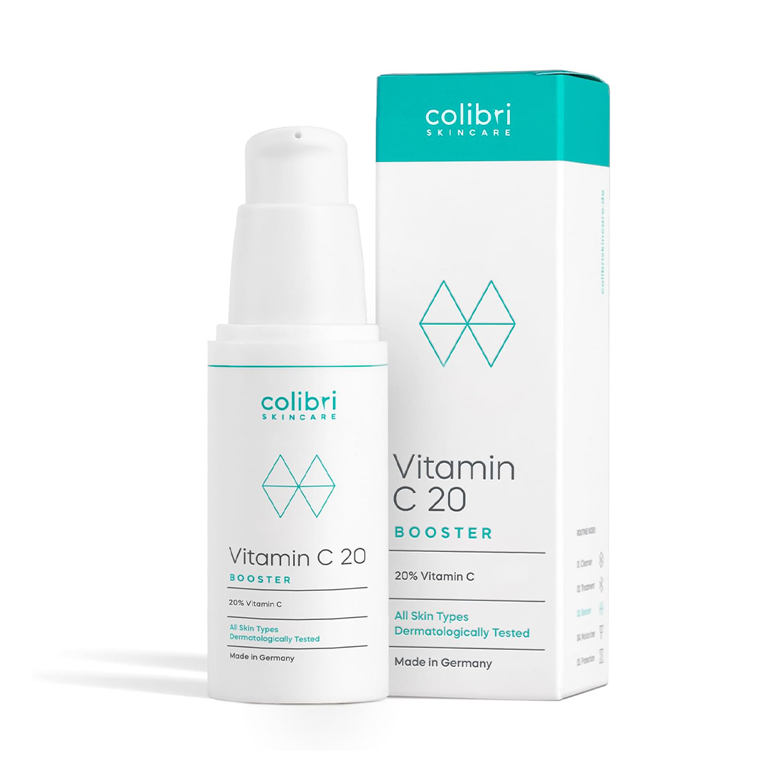 Colibri Skincare Vitamin C 20 Booster - 20% Vitamin C Face Serum for Brightening, Glow & Dark Spot Care