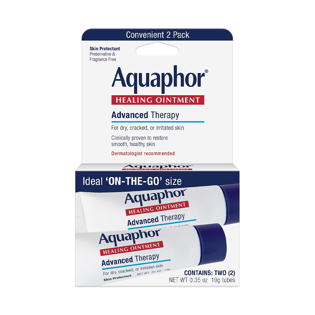 Aquaphor Healing Ointment Advanced Therapy Skin Protectant for Dry Cracked and Irritated Skin Two Pack 10g Each