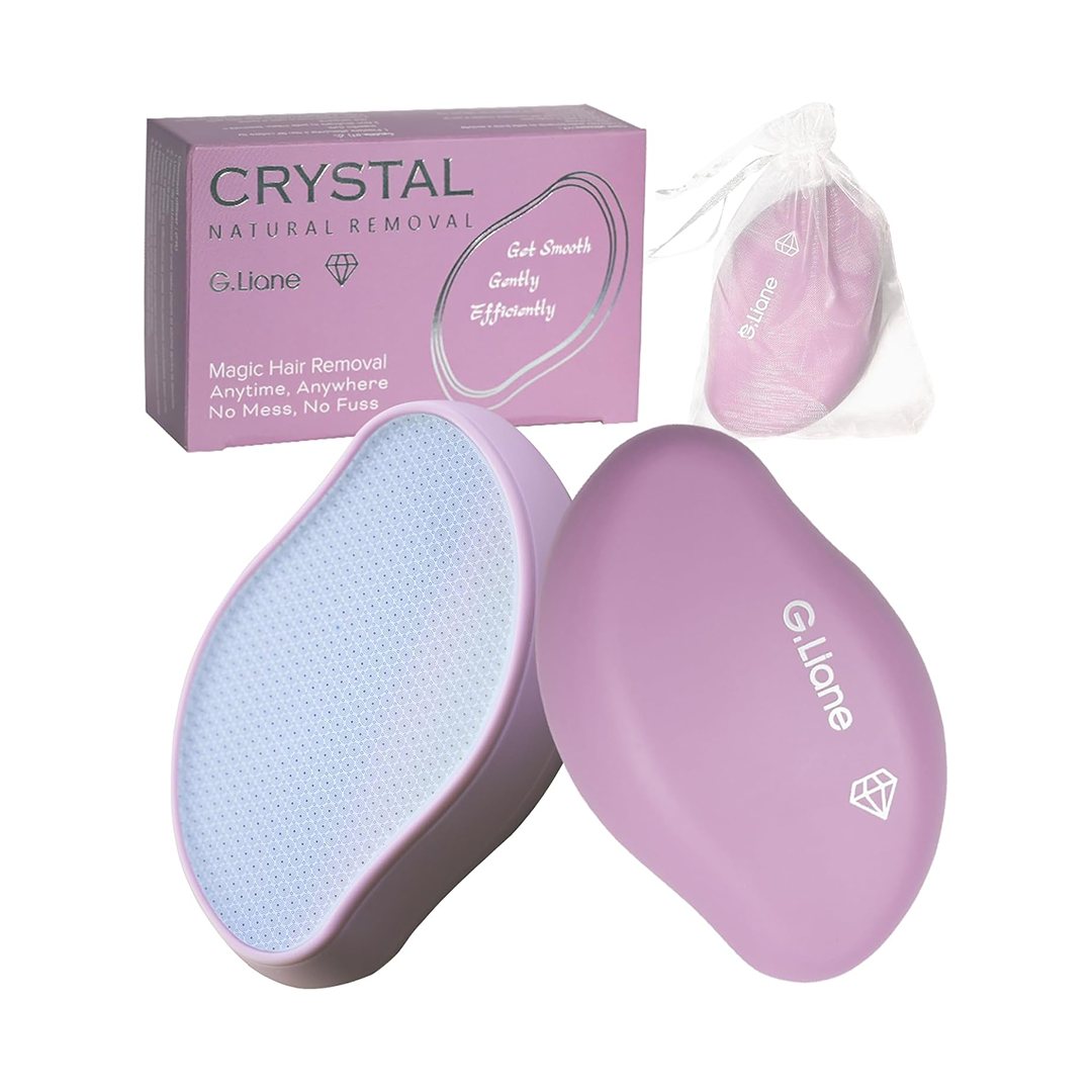 G Liane Premium Crystal Hair Eraser for Women Natural Hair Removal and Exfoliation Tool for Legs Arms and Back Pastel Purple