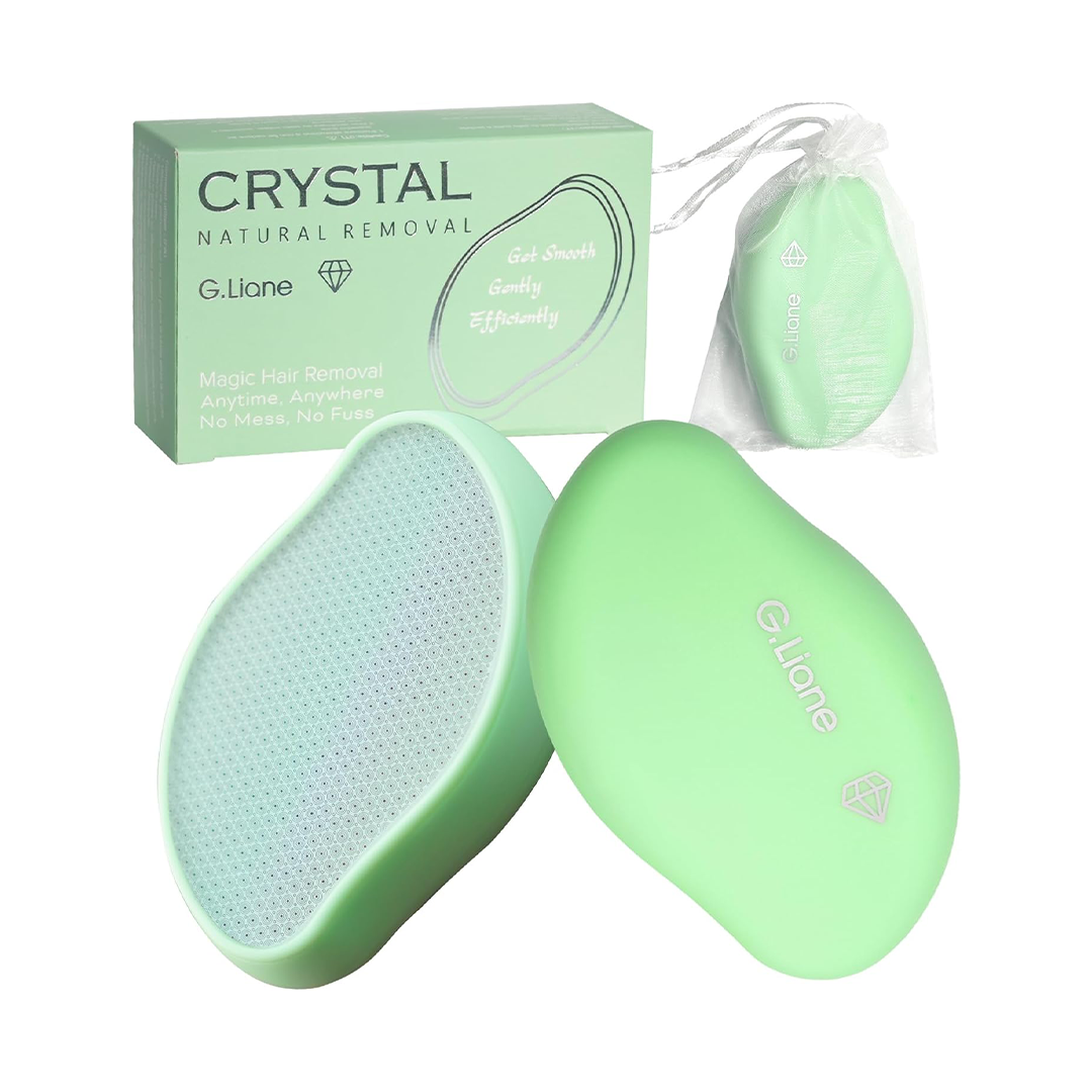 G Liane Premium Crystal Hair Eraser for Women Natural Hair Removal and Exfoliation Tool for Legs Arms and Back Grass Green