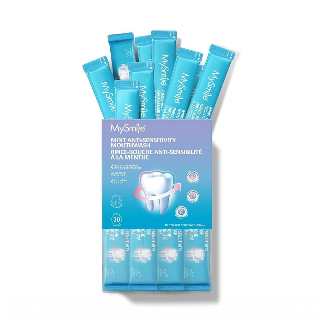 MySmile Nano Hydroxyapatite Mouthwash for Sensitive Teeth Fluoride Free Alcohol Free Fresh Mint Travel Sachets Pack of 30 Total 360ml