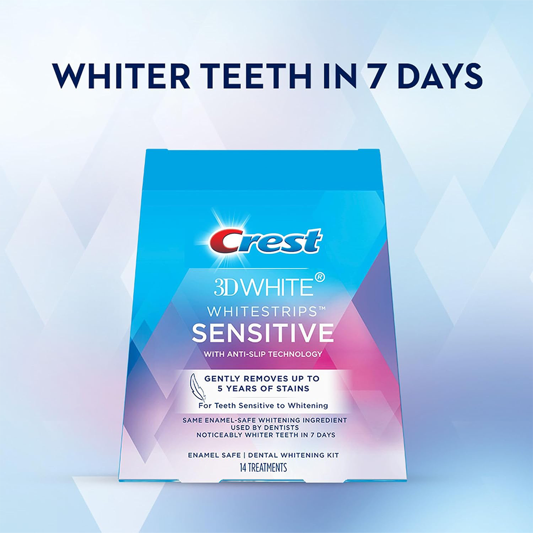 Crest 3D White Whitestrips Sensitive Teeth Whitening Strips 28 Count 14 Treatments