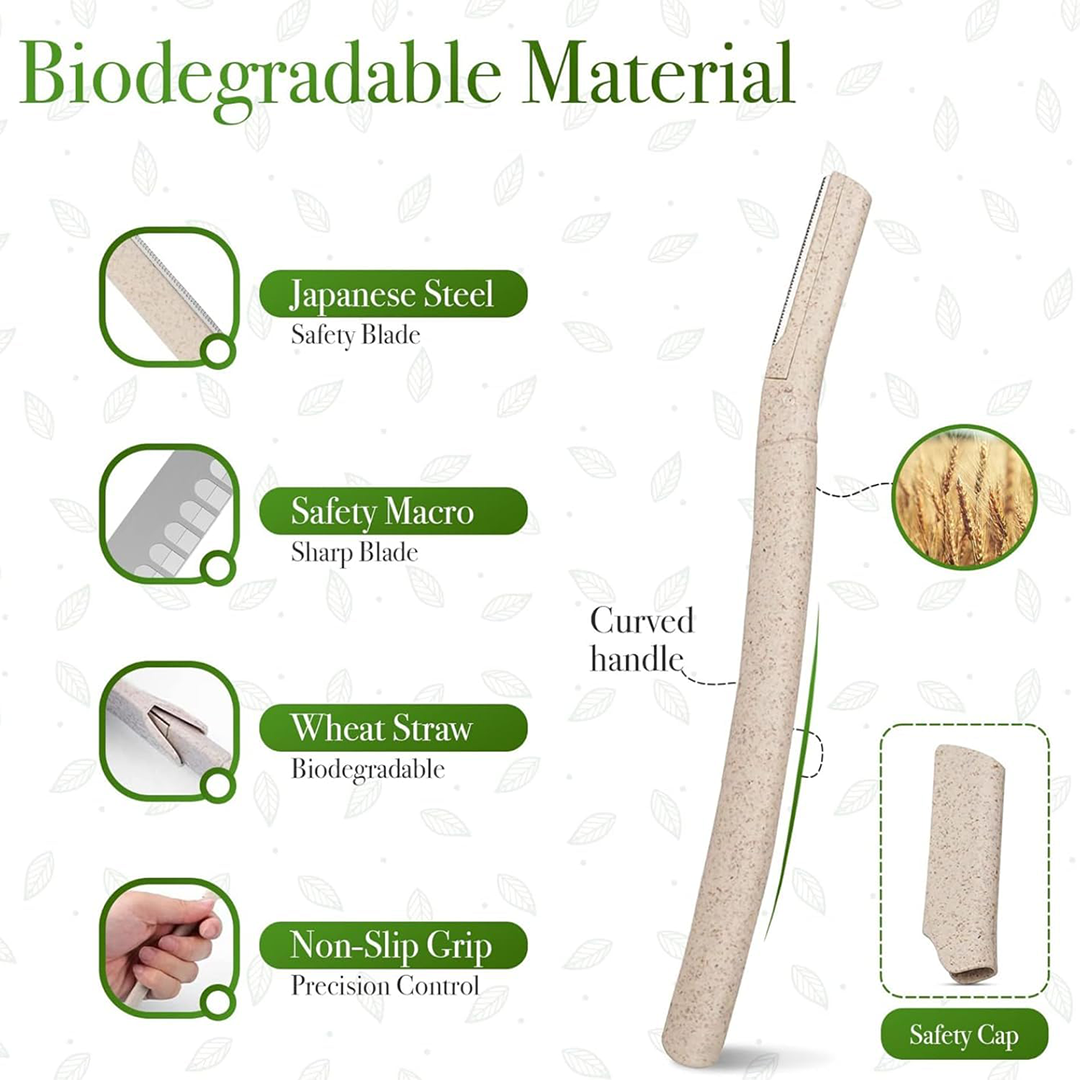 Eco Friendly Dermaplane Eyebrow Razors for Women Facial Hair Removal Upper Lip Peach Fuzz and Eyebrow Shaping Three Pack