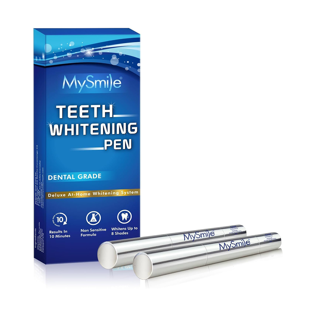 MySmile Teeth Whitening Pen Enamel Safe Gel for Sensitive Teeth Coffee Wine and Smoking Stain Removal Mint Flavor Two Pen Pack