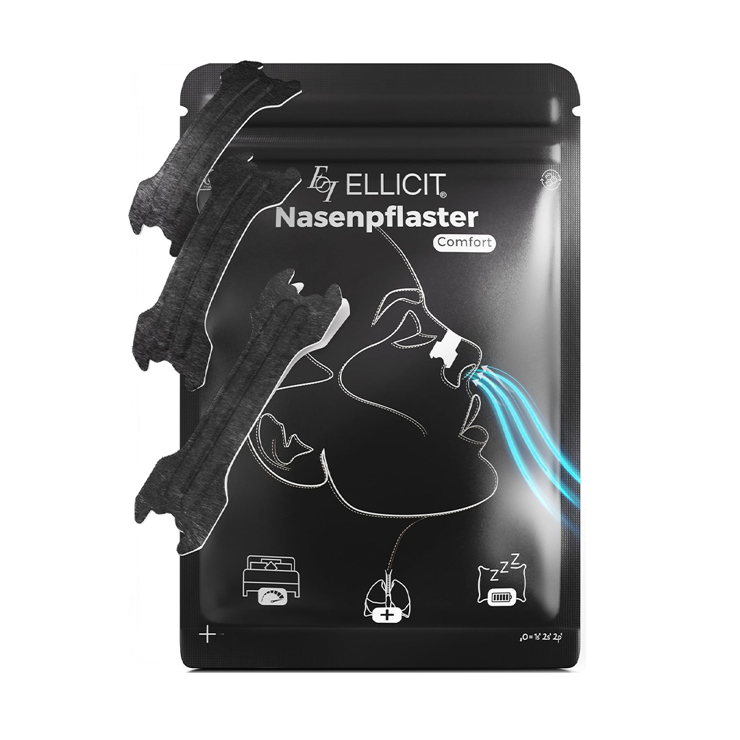 Ellicit Comfort Black Nasal Strips for Better Breathing Snoring Nasal Congestion Sports and Sleep Pack of 30