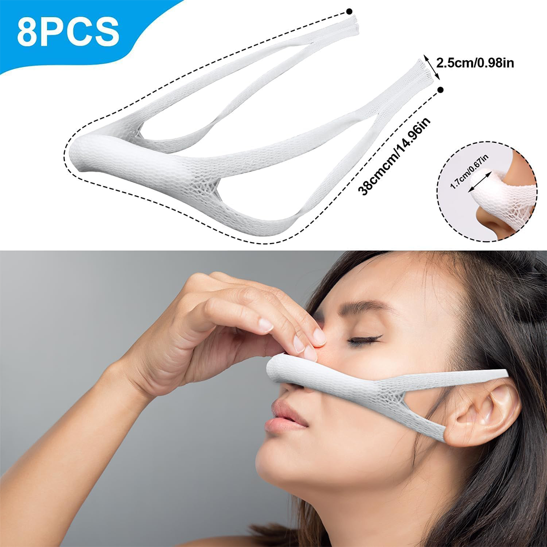 Elastic External Nasal Sling Dressing Holders for Post Surgery Care Pack of 8 White