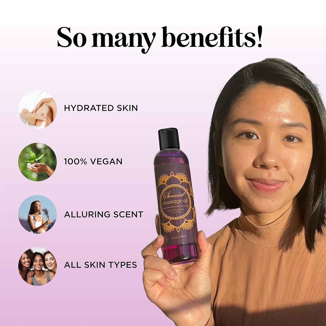 Sensual Lavender Massage Oil with Almond and Jojoba Oils 236ml