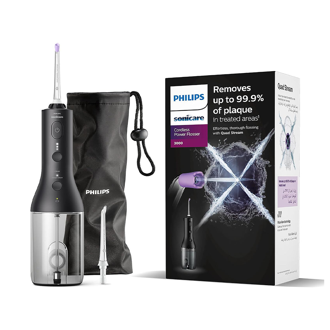 Philips Sonicare Cordless Power Flosser Black HX3826 33 Portable Water Flosser for Teeth Gum Care and Daily Oral Cleaning