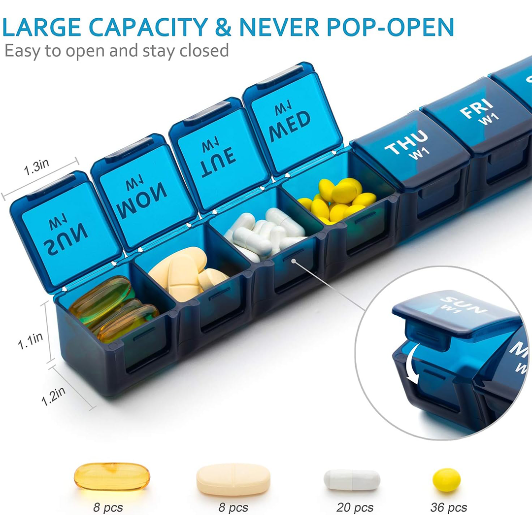 Yaklim XL Monthly Pill Organizer 1 Time a Day 4 Week Pill Case Extra Large Weekly Vitamin and Medicine Container