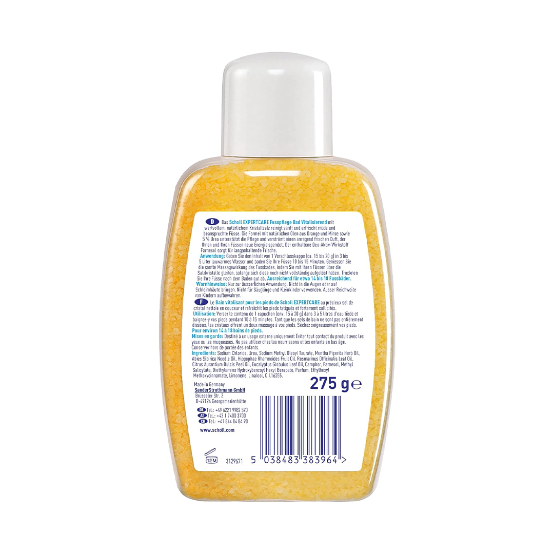 Scholl Vitalising Foot Bath with Natural Salt Crystals, Urea & Deodorizing Formula – 275g