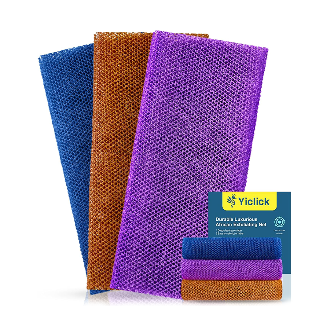 Yiclick African Exfoliating Net - Super Easy to Create Lot of Bubble - Suitable for Women and Men - African Net Sponge - African Wash Net -