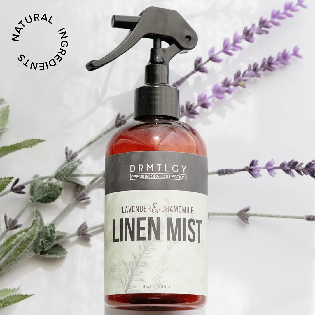 DRMTLGY Lavender Linen & Room Spray 8 oz Natural Aromatherapy Mist with Lavender Essential Oil & Chamomile | Pillow & Fabric Freshener Spray