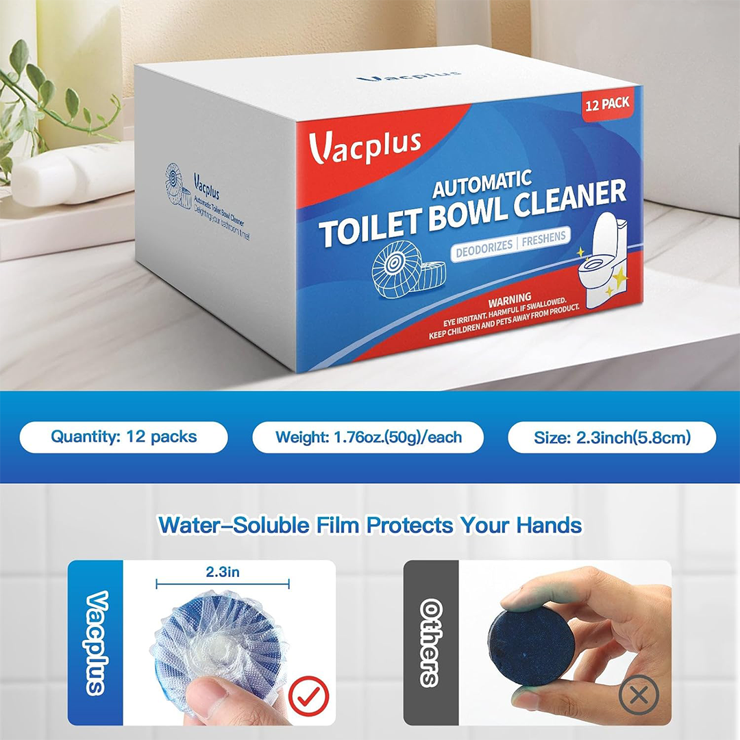Vacplus Automatic Toilet Bowl Cleaner Tablets 12 Pack