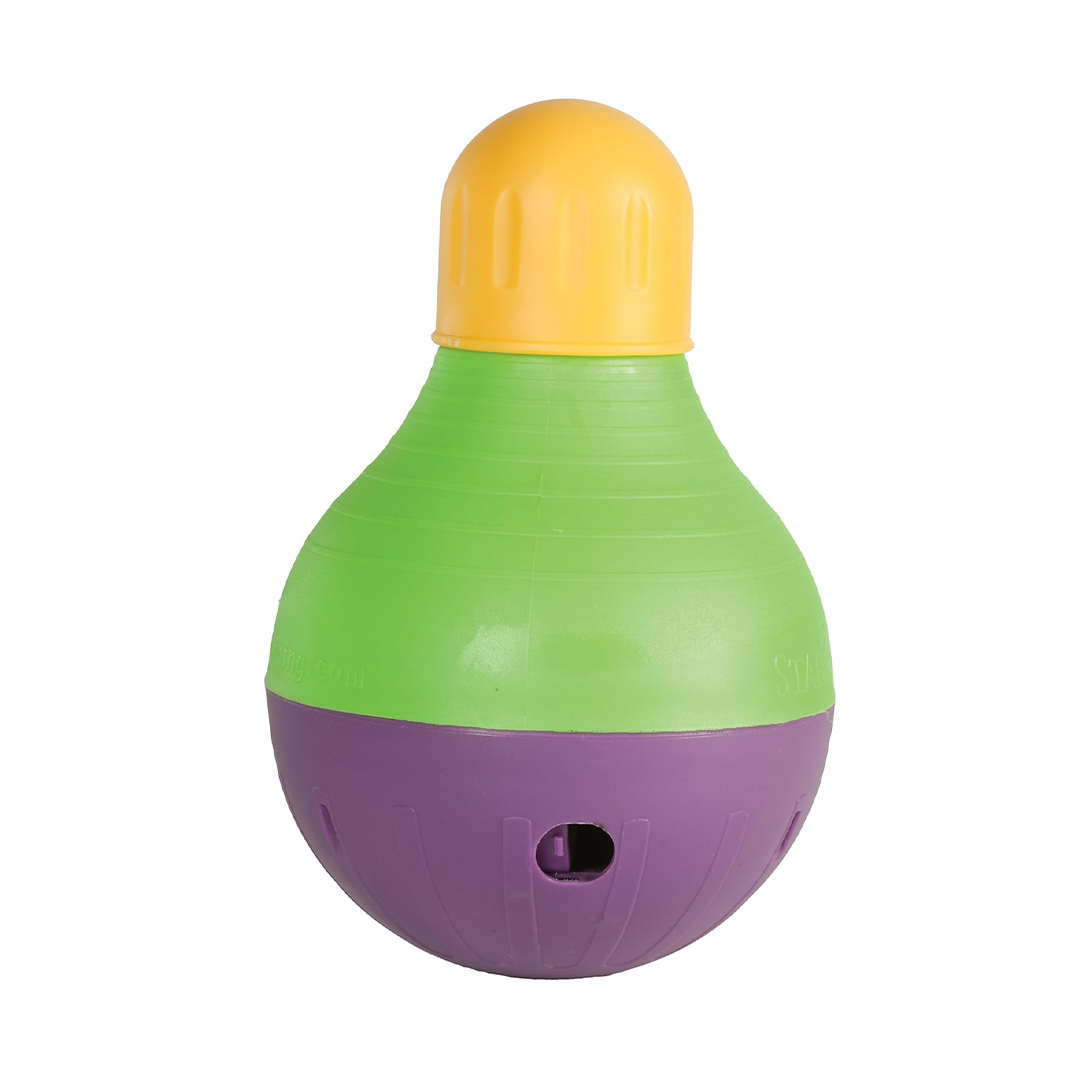 Starmark Bob-A-Lot Interactive Dog Toy Large, Yellow/Green/Purple