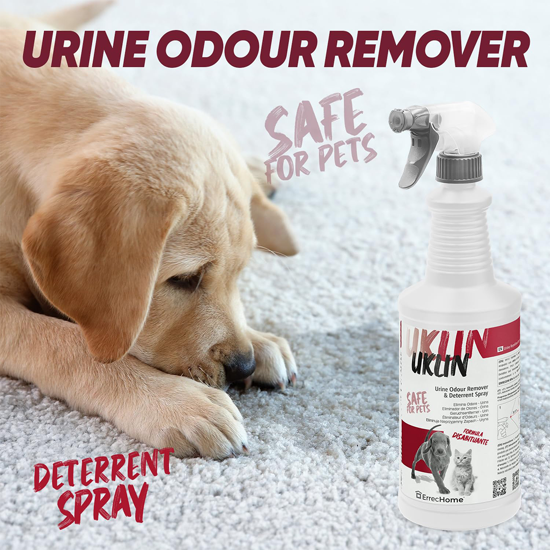 Uklin Pet Urine Odour Eliminator & Repellent Spray 1L Indoor & Outdoor Pet Stain Cleaner for Hard Surfaces | Odor Removal & Anti-Re-Marking Formula
