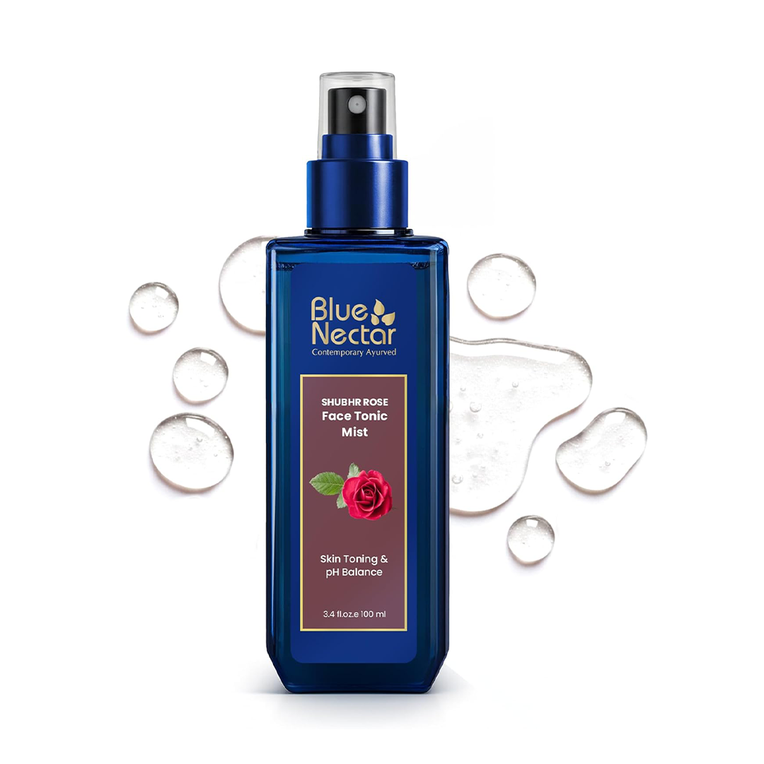 Blue Nectar Pure Rose Water Spray Natural Facial Toner for Glowing Skin & Pore Care 100ml