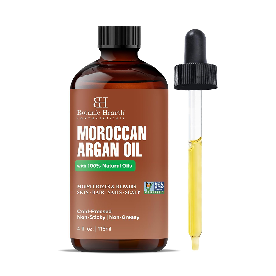 Botanic Hearth Moroccan Argan Hair Oil 118ml Nourishing Hydrating Oil for Dry Frizzy Damaged Curly Hair Strengthening Treatment