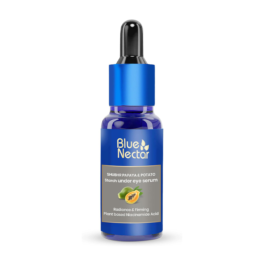 Blue Nectar Under Eye Serum Plant-Based Niacinamide with Papaya & Potato Starch for Dark Circles & Puffiness | 30 mL