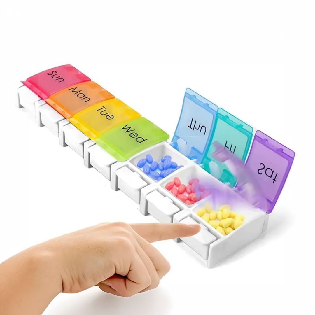 BIGTHREE ƒ?? Weekly Pill Box 7 Day Push Button Pill Organiser