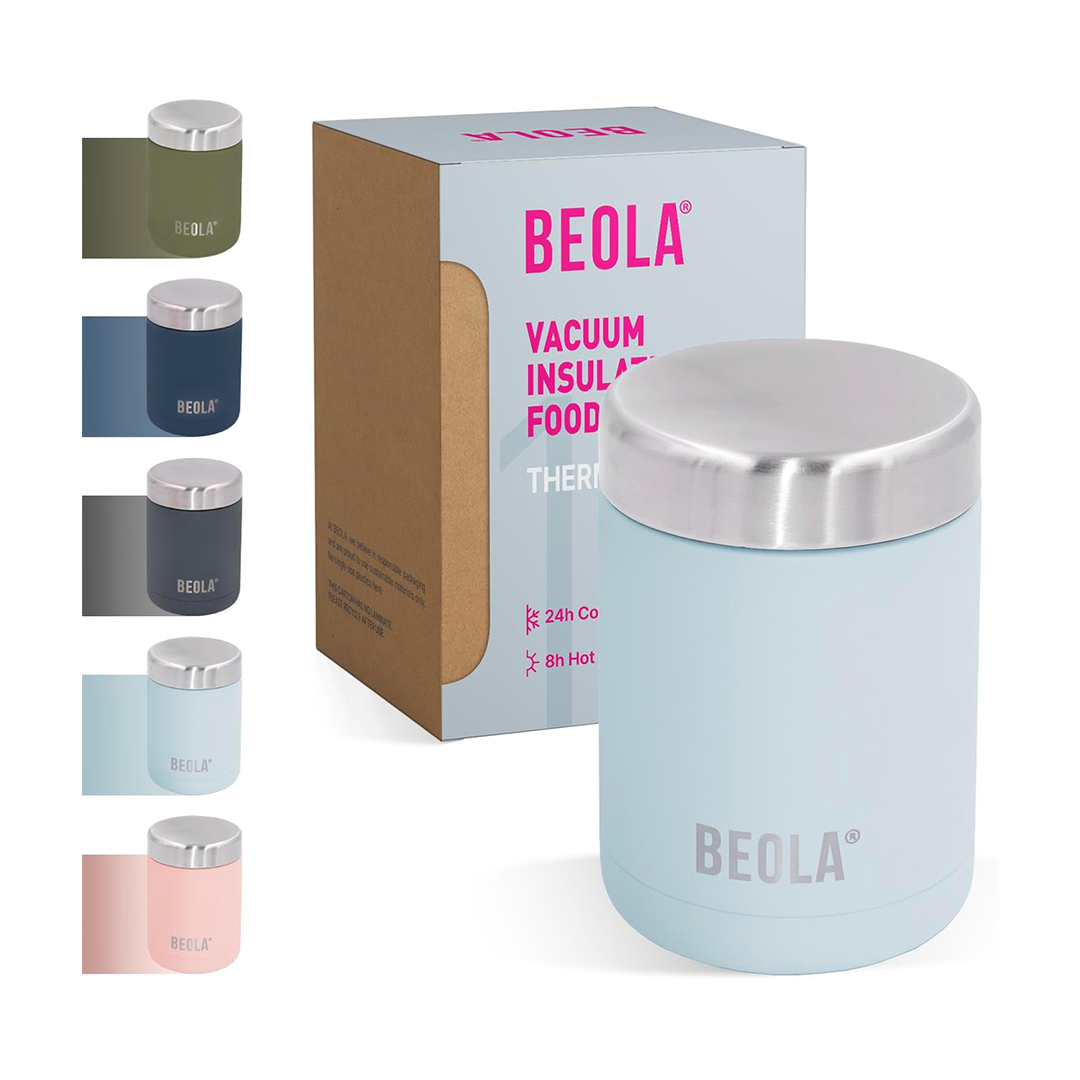 BEOLA Food Jar Thermos 450ml Blue Ice Stainless Steel Insulated Lunch Box Travel
