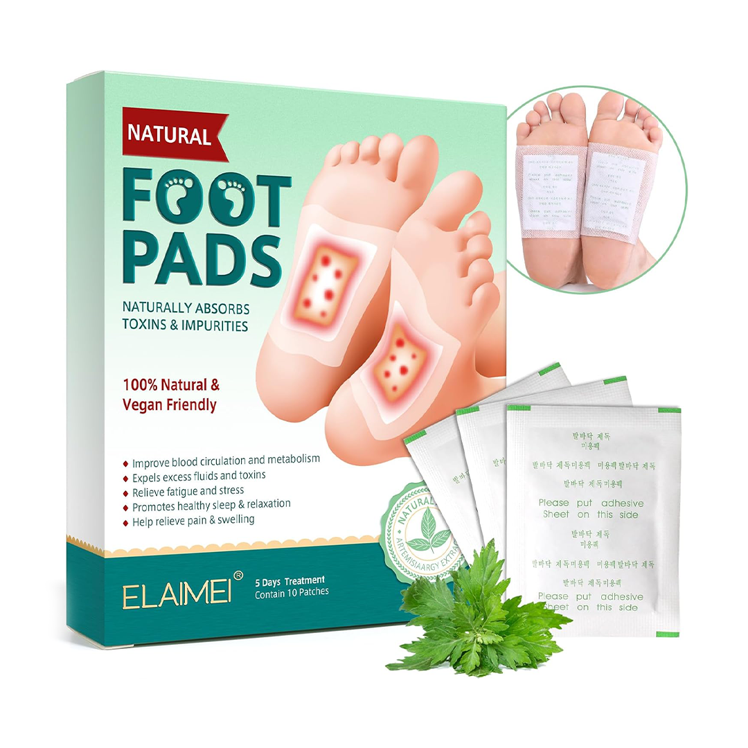 Ginger Foot Pads 10pcs Natural Bamboo Vinegar Detox Foot Pads | Deep Cleansing Pads for Stress Relief, Foot Care & Relaxation