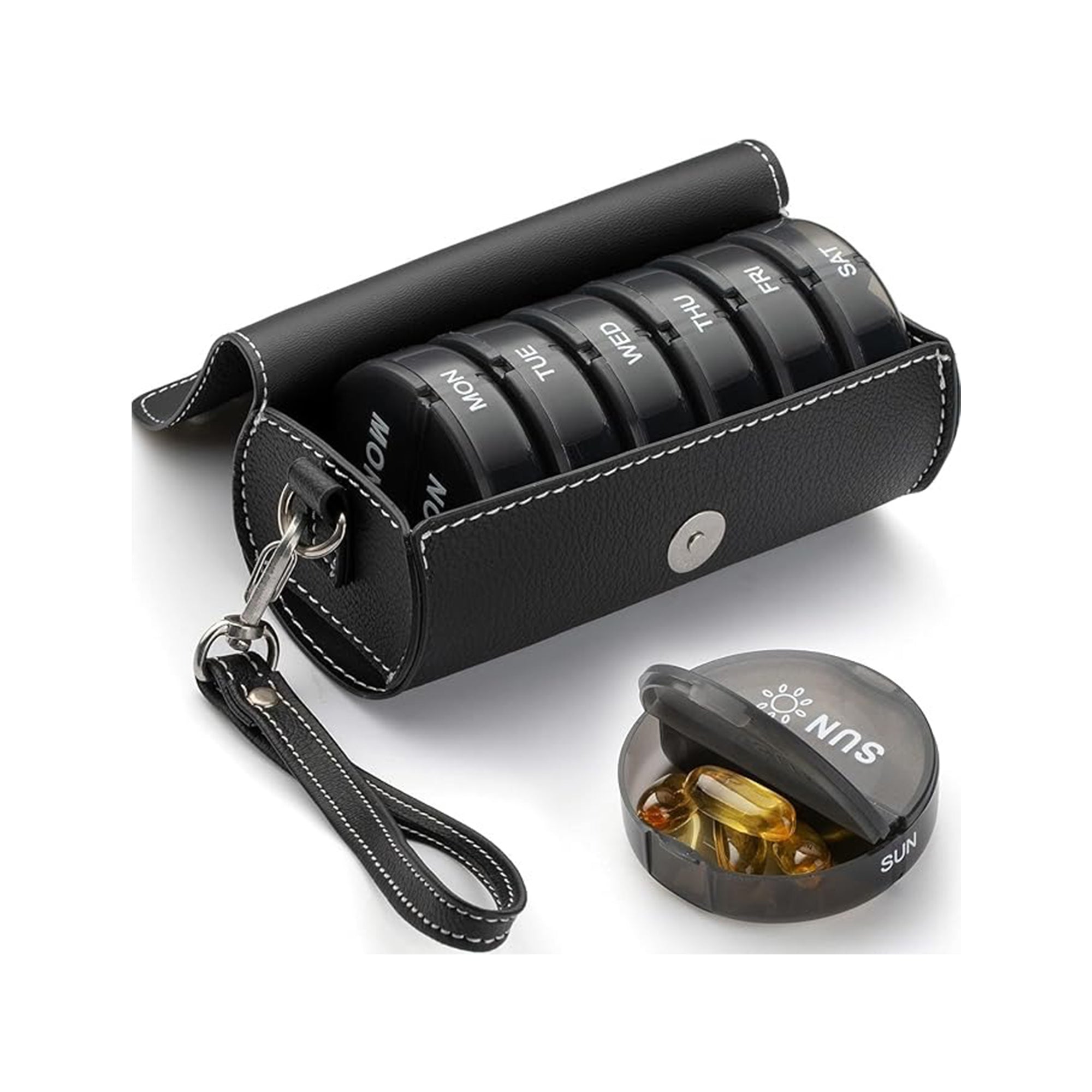 Yaklim – Weekly Pill Organizer AM & PM with PU Leather Case | 7 Days