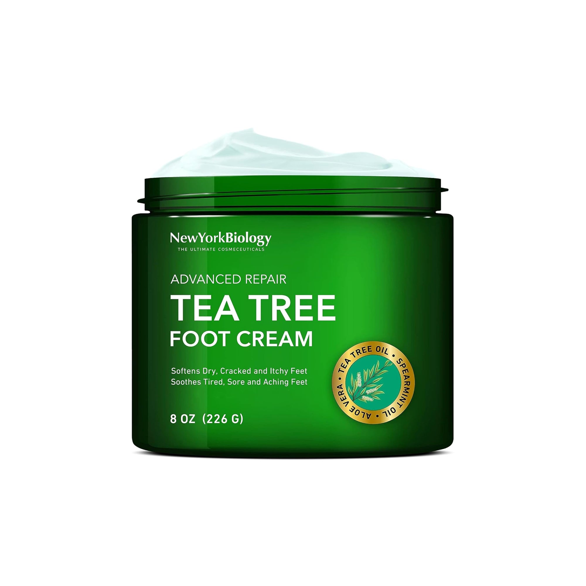 New York Biology Tea Tree Oil Foot Cream – Dry, Cracked Feet & Antifungal Care, 8oz