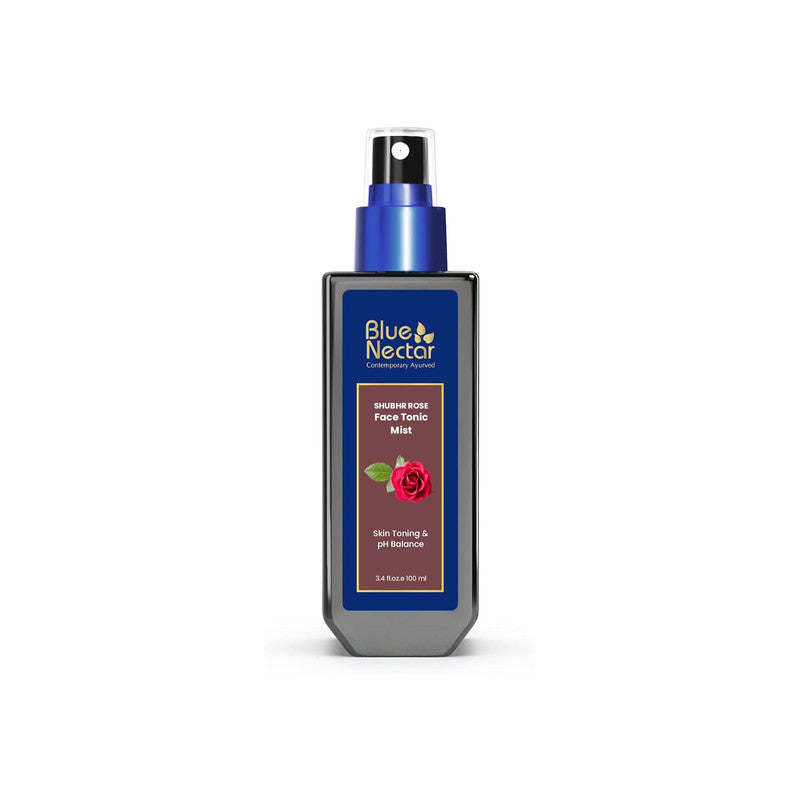 Blue Nectar Pure Rose Water Spray – Natural Facial Toner for Glowing Skin & Pore Care 100ml