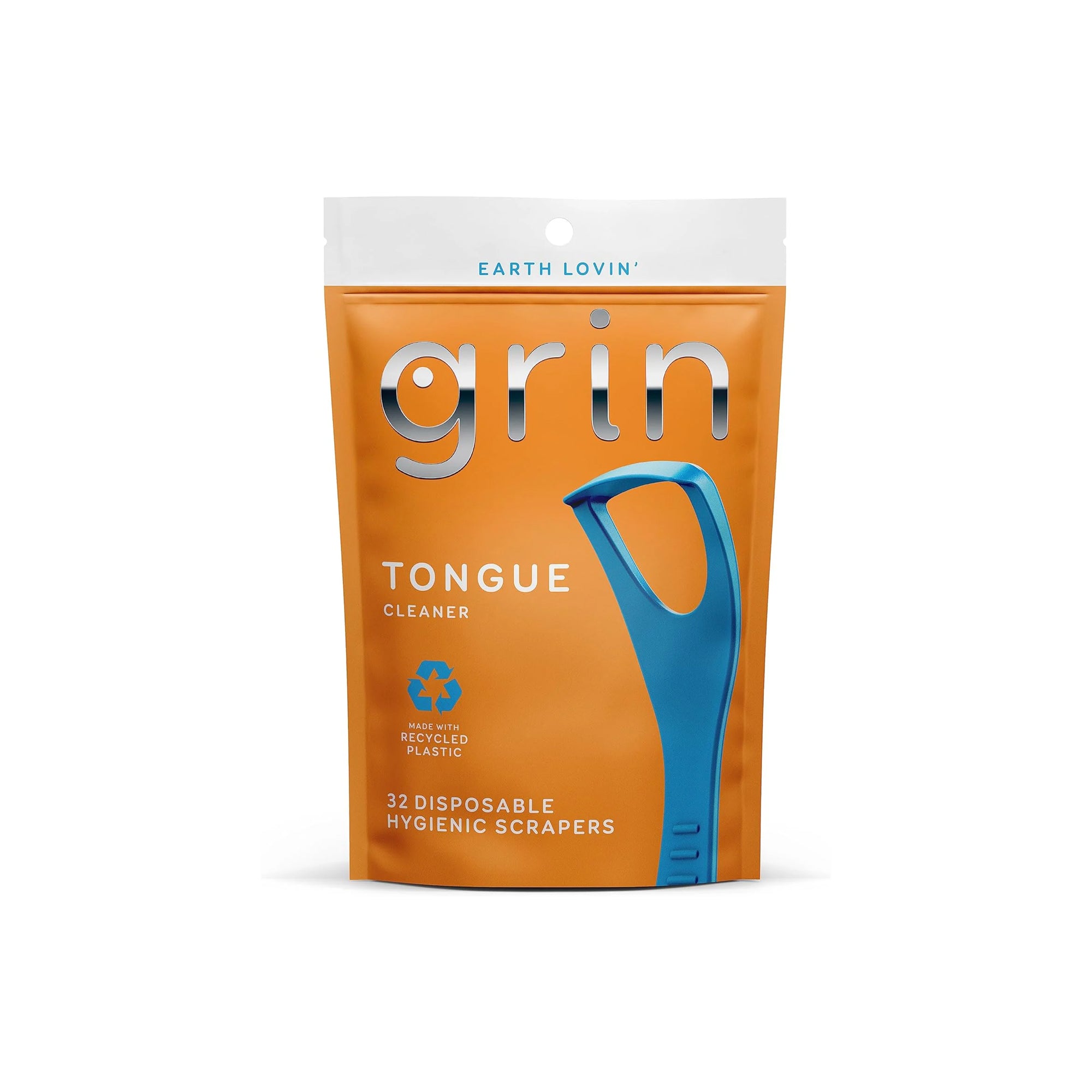 GRIN Tongue Cleaner, 32 Count, Disposable Tongue Cleaner, Hygienic Scraper, Recycled Plastic, Clean Tongue, Promote Fresh Breath, Includes Safe Fold- Back...