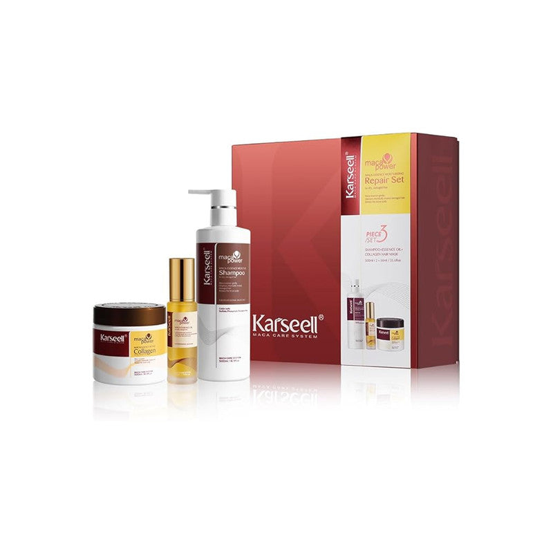 Karseell Collagen Hair Care Set – Shampoo, Mask & Argan Oil for Damaged Hair