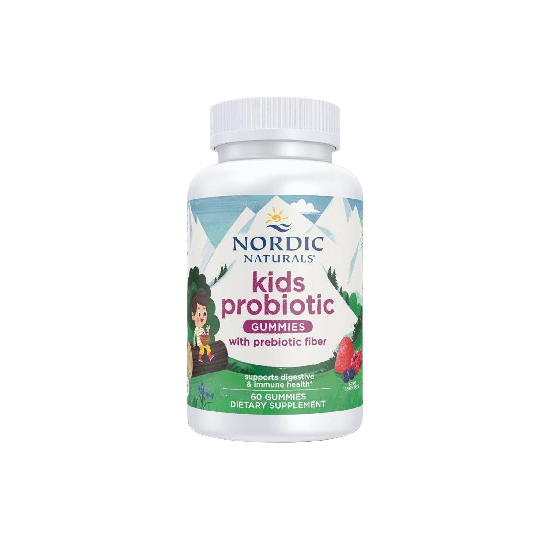Nordic Naturals Kids Probiotic Gummies with Prebiotic Fiber – 60 Gummies