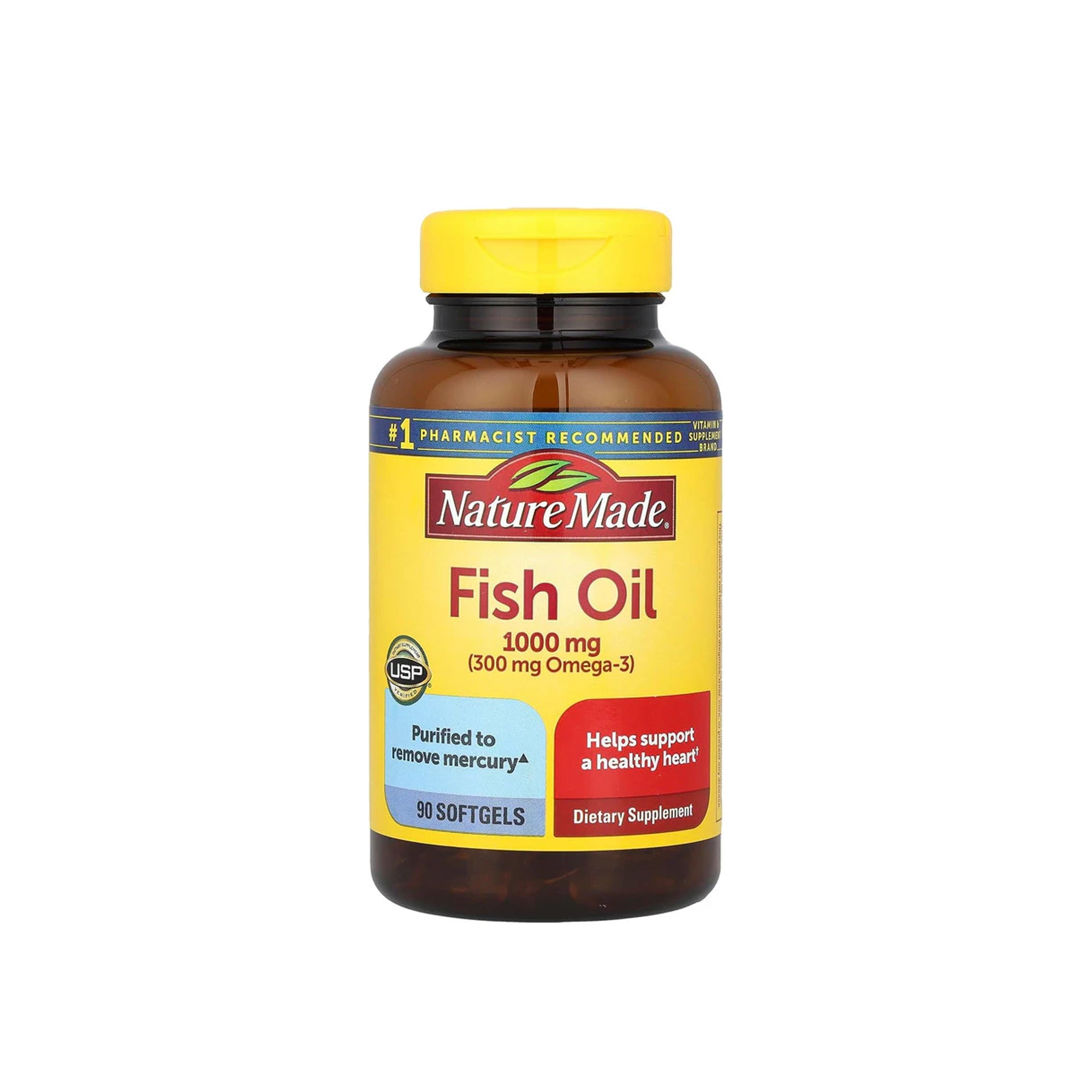 Nature Made Fish Oil 1000 mg (300 mg Omega-3) – 90 Softgels