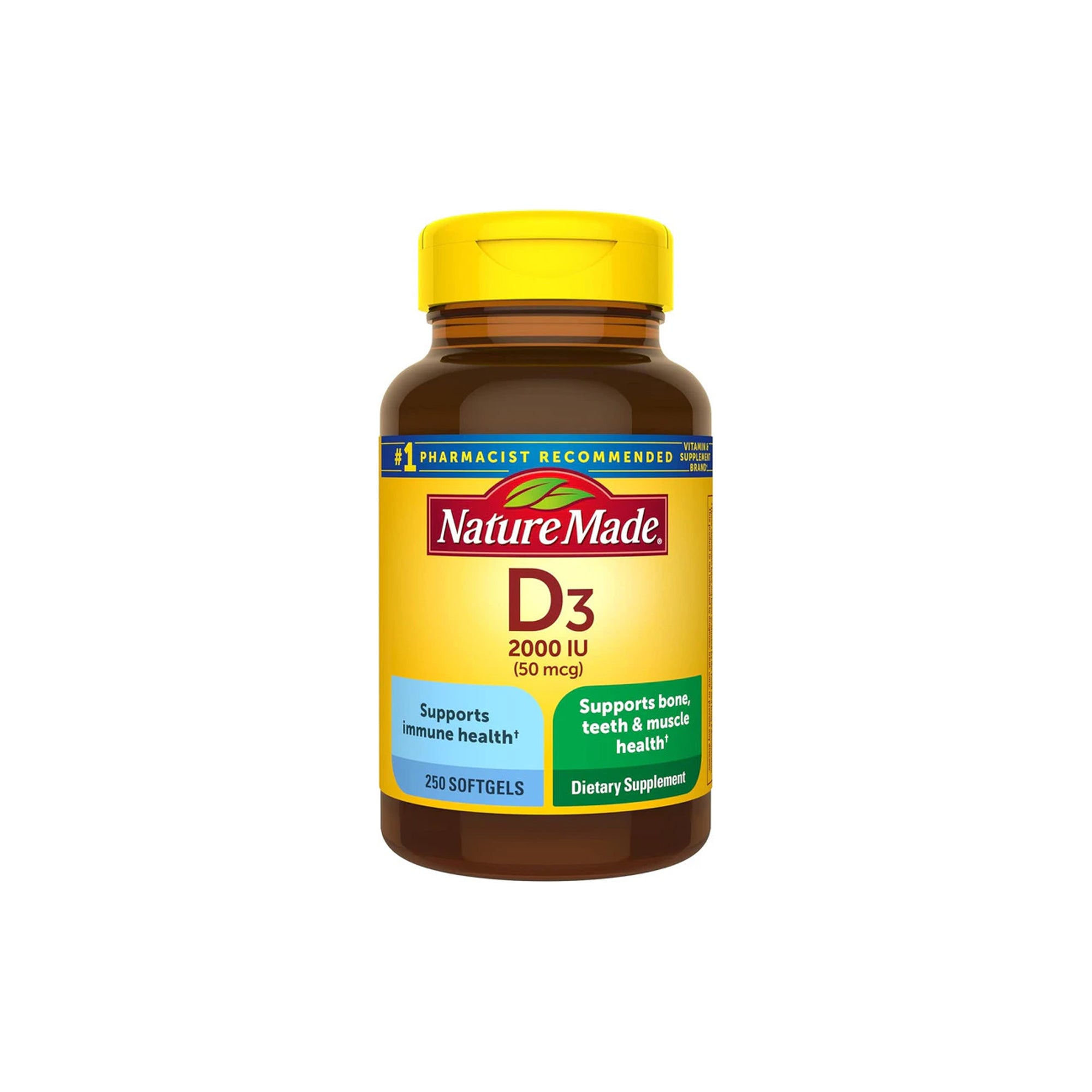Nature Made Vitamin D3 2000 IU (50 mcg) – 250 Softgels