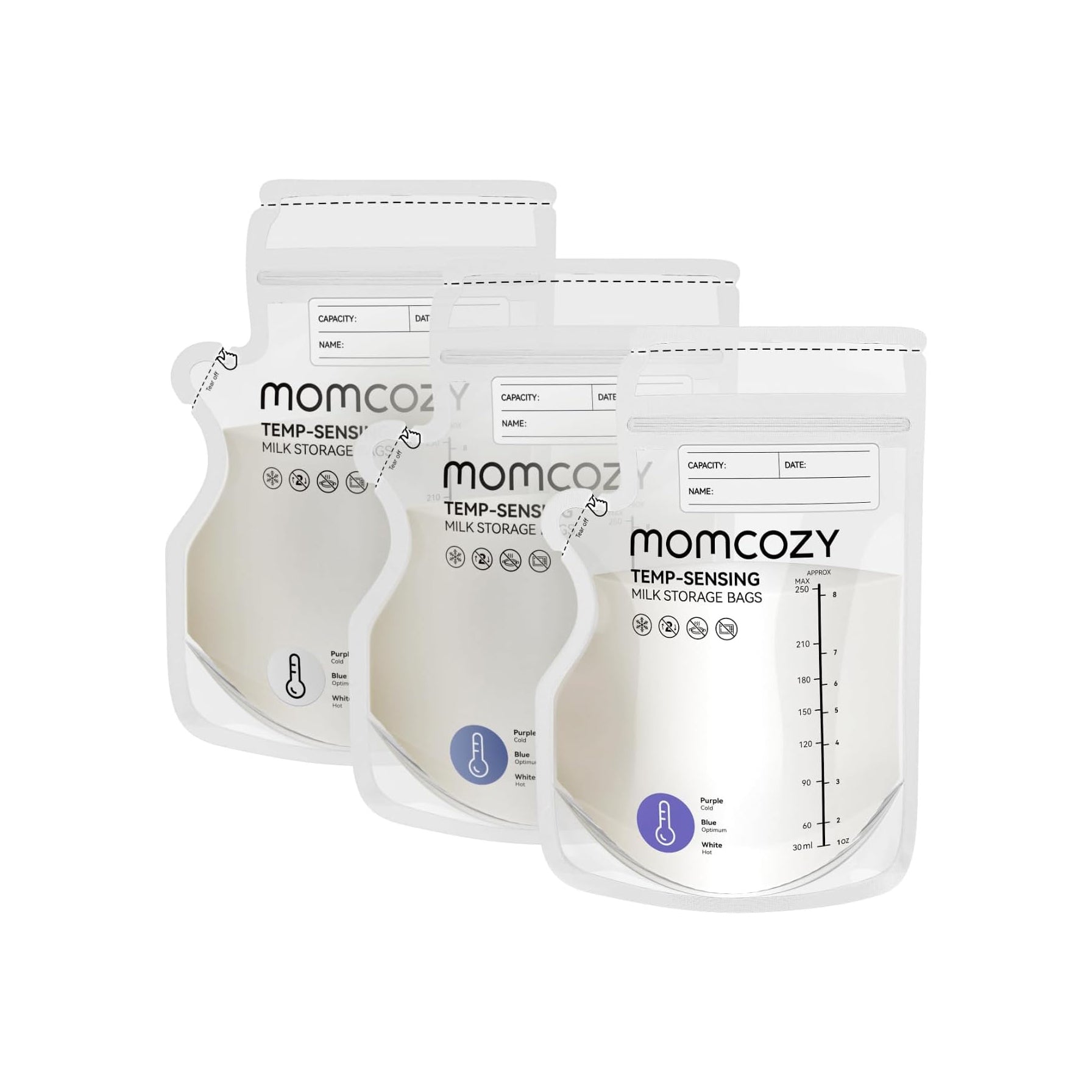 Momcozy Easy Pour Breastmilk Storage Bags – Temp-Sensing, Leak-Proof & BPA-Free | 8 oz | 120 Count
